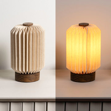 Banks 8.5" Modern Minimalist Paper Pleated Column Accent LED Table Lamp